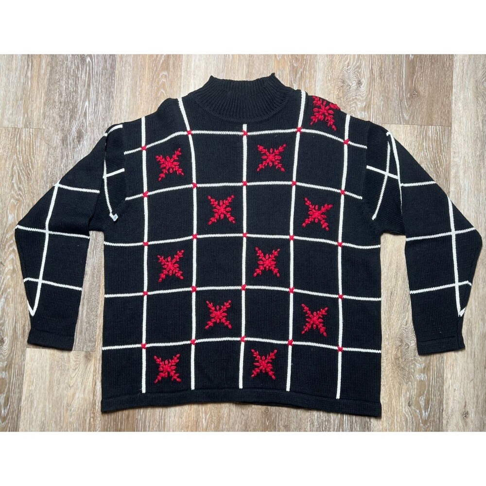 Prides Landing Sweater Black Snowflake Size 18W